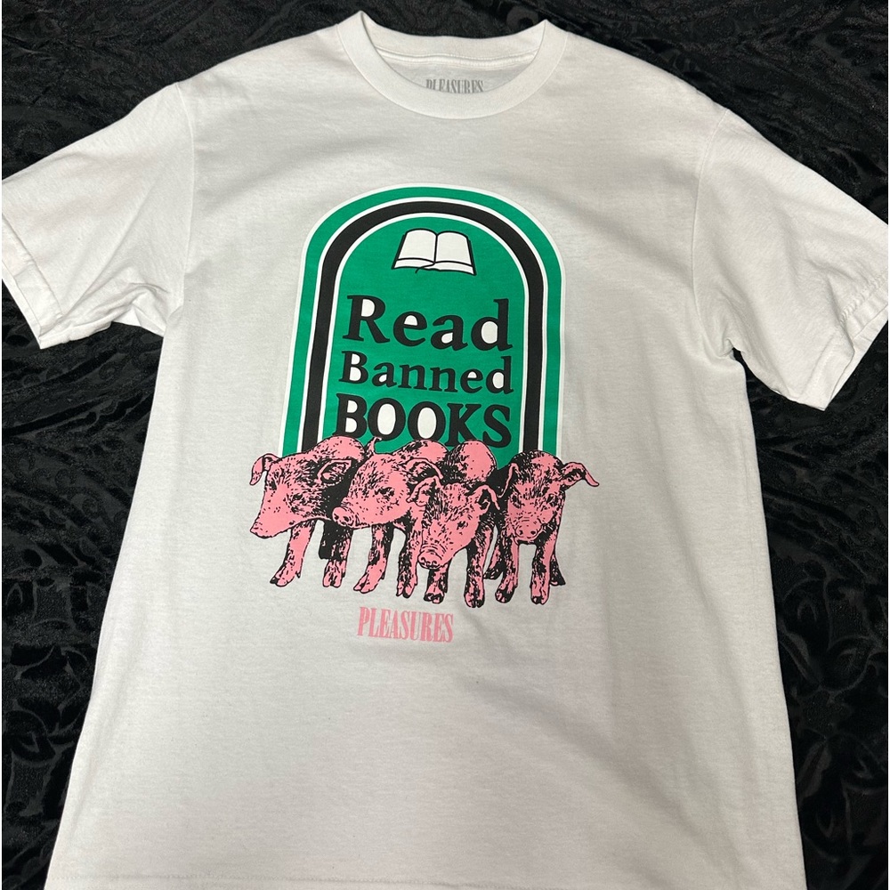Men’s white pleasures tee shirt